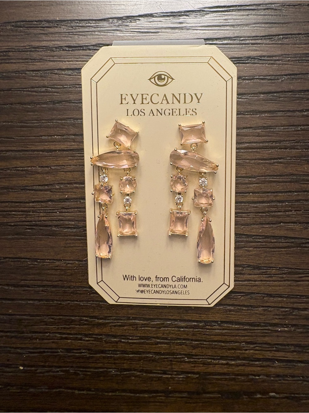 NEW Eye Candy Pink Crystal Drop Earrings